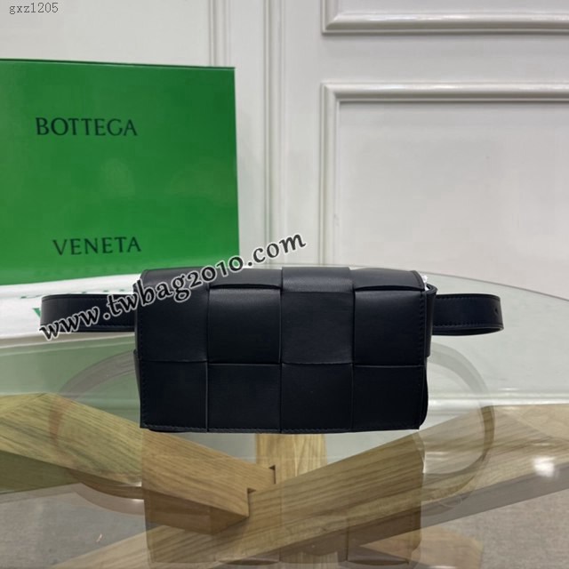 Bottega veneta高端女包 KF0015黑色 寶緹嘉CAEESTTE腰包 BV經典款手工編織手包腰包胸包斜挎包  gxz1205