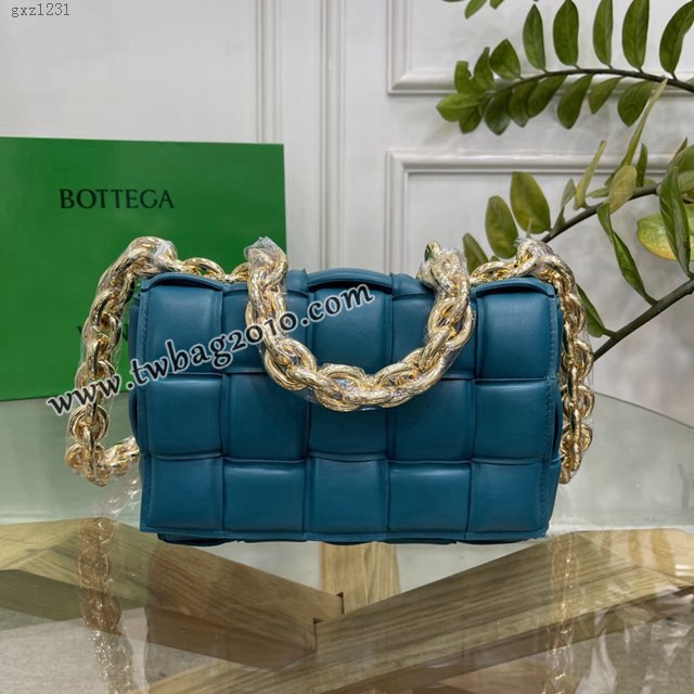 Bottega veneta高端女包 96008野鴨綠 寶緹嘉新款枕頭鏈條包 BV經典款單肩斜挎手提女包  gxz1231