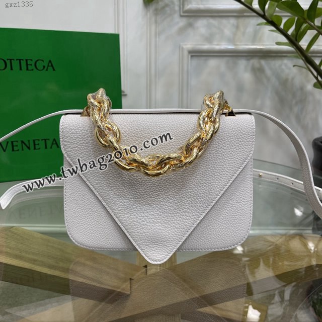 Bottega veneta高端女包 KF0021 寶緹嘉白色荔枝紋肩背女包 BV2021新款V字蓋頭鏈條女包  gxz1335