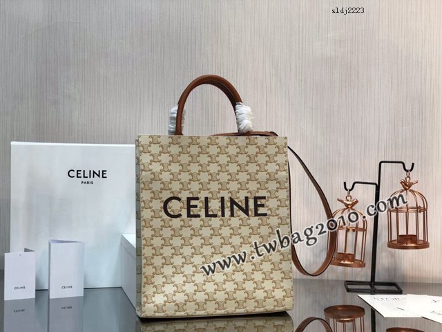 Celine專櫃2023新款手提托特包 191542 賽琳CABAS TRIOMPHE帆布小號豎款手袋 sldj2223