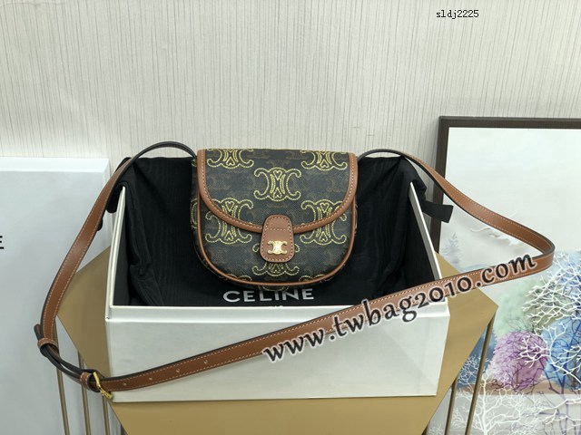Celine專櫃2023新款520膠囊系列單肩斜挎包 賽琳BESACE迷你標誌印花心形刺繡手袋 sldj2225