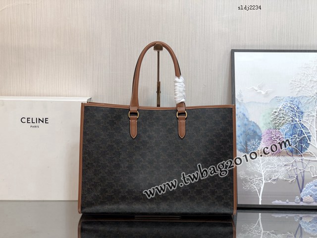 Celine專櫃2023新款手提托特包 賽琳CABAS TRIOMPHE TOTE帆布印花橫款手袋 sldj2234