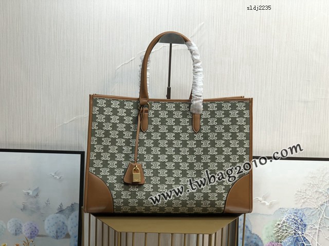 Celine專櫃2023新款手提托特包 賽琳CABAS TRIOMPHE TOTE牛仔刺繡橫款手袋 sldj2235