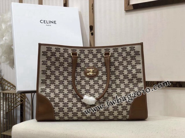 Celine專櫃2023新款手提托特包 賽琳CABAS TRIOMPHE TOTE牛仔刺繡橫款手袋 sldj2239