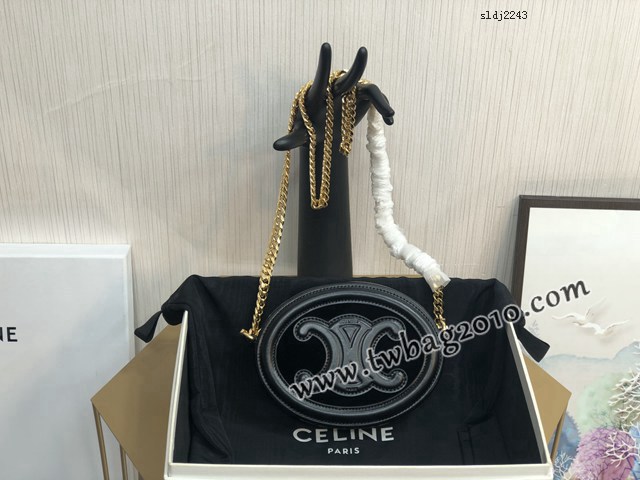 Celine專櫃2023新款女包 101852 賽琳月餅金色鏈條黑色絲絨肩背包 sldj2243