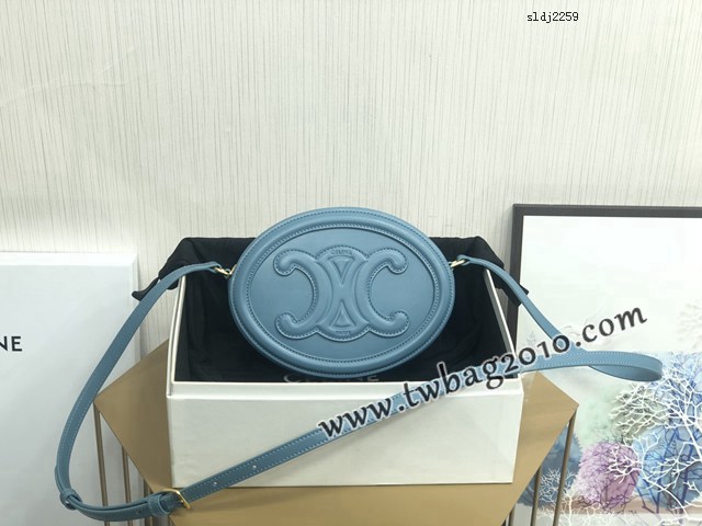 Celine專櫃2023新款經典凱旋門Logo大月餅包斜挎女包 賽琳OVAL CUIR TRIOMPHE大光滑牛皮革橢圓形手袋 sldj2259