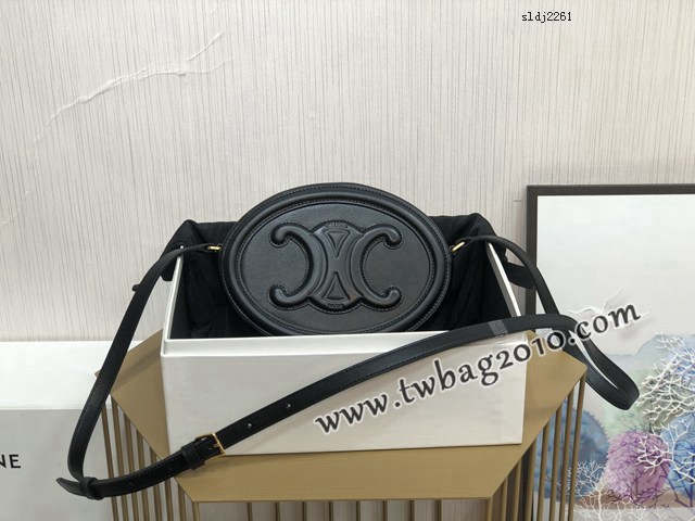 Celine專櫃2023新款經典凱旋門Logo大月餅包斜挎女包 賽琳OVAL CUIR TRIOMPHE大光滑牛皮革橢圓形手袋 sldj2261