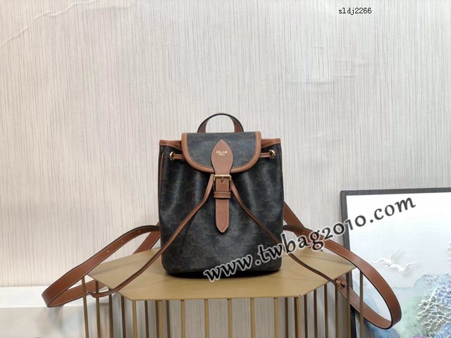 Celine專櫃2023新款雙肩背包 賽琳FOLCO TRIOMPHE CANVAS迷你小背包 sldj2266