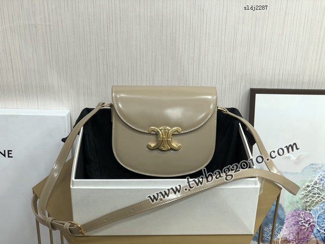Celine專櫃2023新款凱旋門馬鞍包 賽琳TEEN BESACE TRIOMPHE亮澤牛皮革手袋 sldj2287