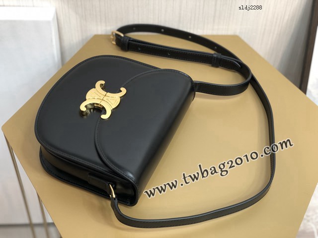 Celine專櫃2023新款凱旋門馬鞍包 賽琳TEEN BESACE TRIOMPHE亮澤牛皮革手袋 sldj2288