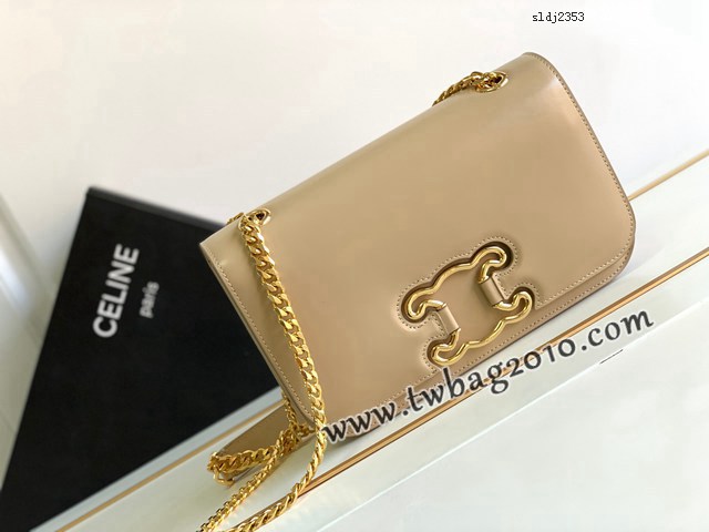 Celine專櫃2023冬季新款鏈條肩背包 199813 賽琳中號TRIOMPHE FRAME牛皮革單肩包 sldj2353