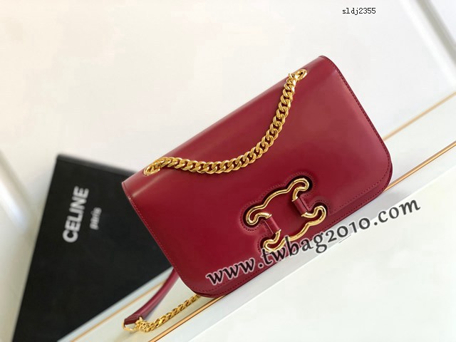 Celine專櫃2023冬季新款鏈條肩背包 199813 賽琳中號TRIOMPHE FRAME牛皮革單肩包 sldj2355