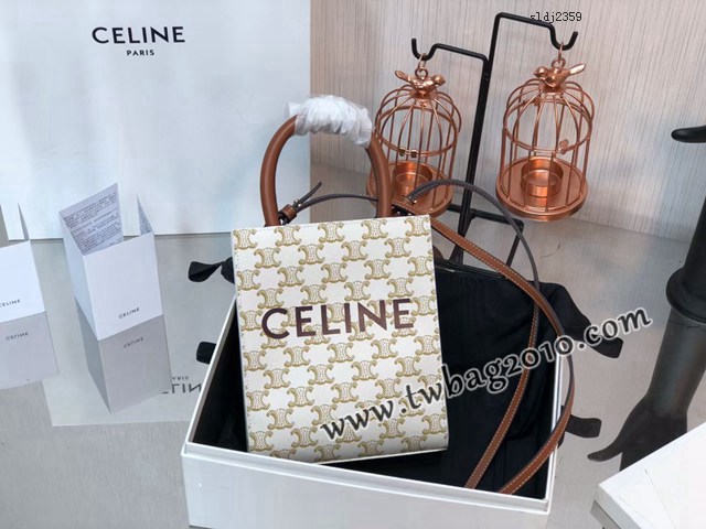 Celine專櫃2023春夏新色MiNi號豎款手袋 賽琳CABAS TRIOMPHE帆布迷你手提托特包 sldj2359