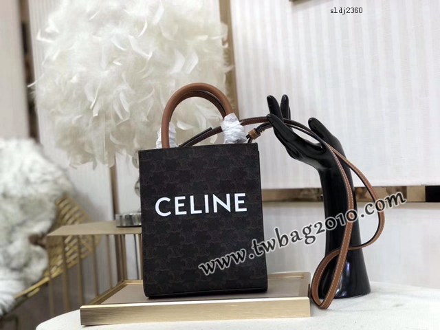 Celine專櫃2023春夏新色MiNi號豎款手袋 賽琳CABAS TRIOMPHE帆布迷你手提托特包 sldj2360