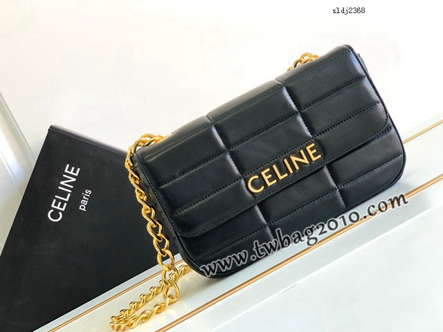Celine專櫃2023新品絎縫鏈條羊皮斜挎包 賽琳MATELASSé MONOCHROME絎縫羊皮革鏈條肩背包 sldj2368