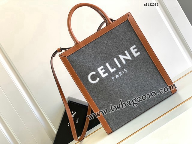 Celine專櫃2023新款單肩斜挎手拎托特包 賽琳毛氈刺繡織物/牛皮革CABAS小號購物袋 sldj2373