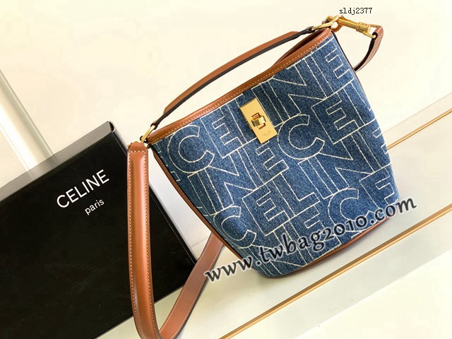 Celine專櫃2023新款Bucket 16Bag mini水桶包 賽琳195573s牛仔布水桶包 sldj2377