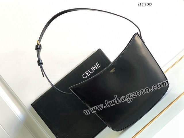 Celine專櫃2023新款女包 賽琳CROQUE中號亮澤牛皮革手袋 sldj2383
