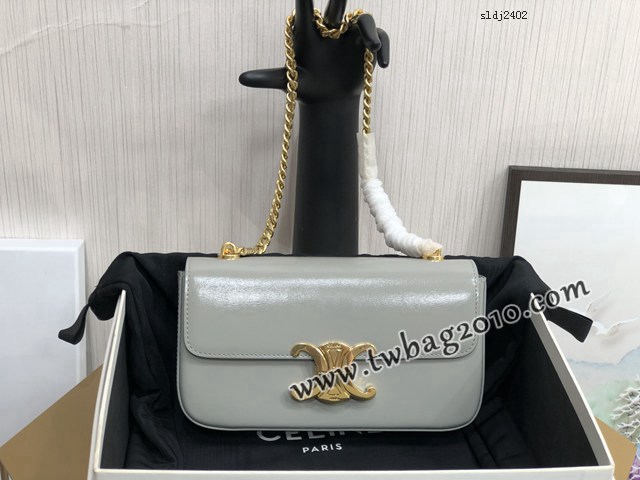 Celine專櫃2023新款小號亮澤牛皮革鏈條包 賽琳凱旋門鎖扣金屬鏈條腋下包 sldj2402