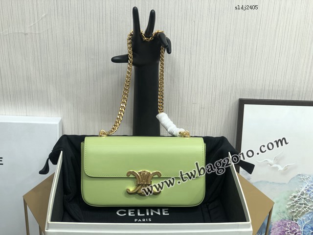 Celine專櫃2023新款小號亮澤牛皮革鏈條包 賽琳凱旋門鎖扣金屬鏈條腋下包 sldj2405