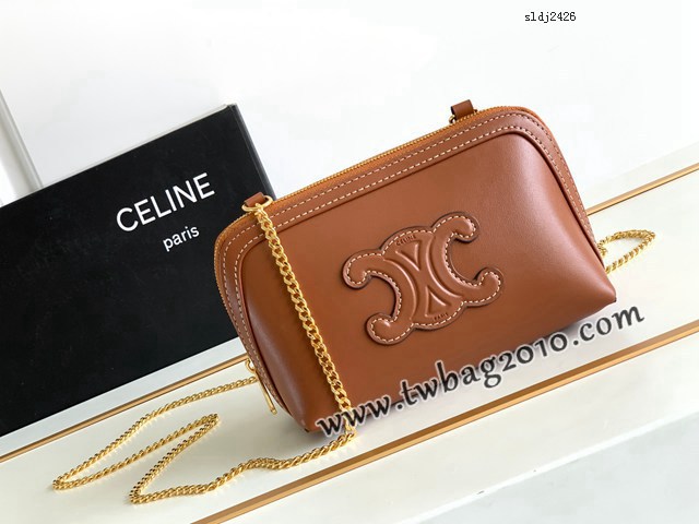 Celine專櫃2023新款復古小牛皮TRIOMPHE浮雕凱旋門貝殼包 賽琳復古全皮貝殼包 sldj2426