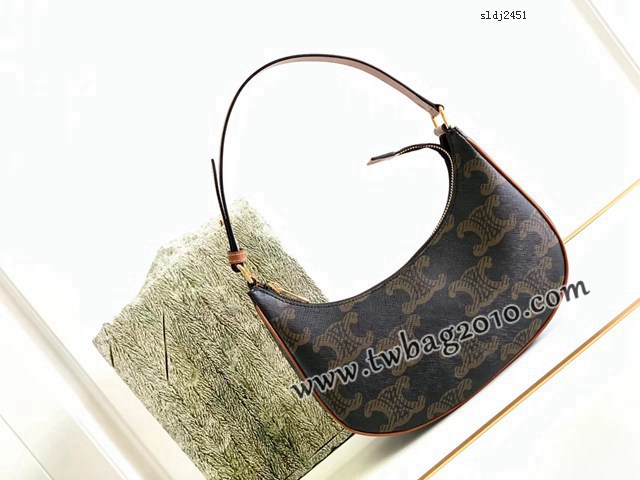 Celine專櫃2023新款大花系列腋下包 賽琳AVA XL標識印花牛皮革手袋 sldj2451