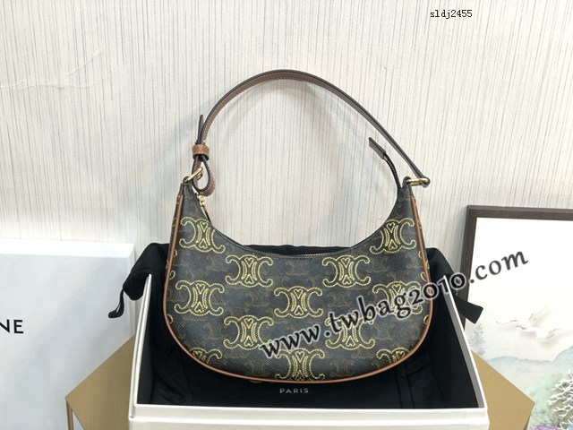 Celine專櫃2023新顏色TRIOMPHE AVA標誌印花心形刺繡腋下包 賽琳520限定系列腋下包 sldj2455