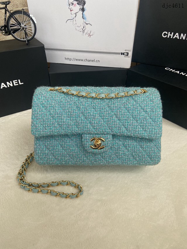 Chanel專櫃限量款Classic Flap Bag 01112布包 香奈兒CF單肩斜挎鏈條女包 djc4611