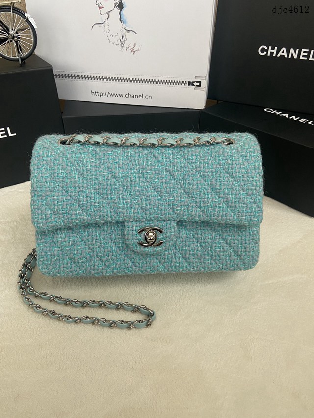 Chanel專櫃限量款Classic Flap Bag 01112布包 香奈兒CF單肩斜挎鏈條女包 djc4612