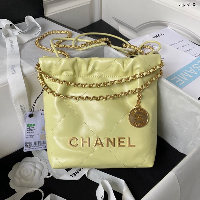 Chanel專櫃23S新款AS3980香奈兒mini款22bag 香奈兒經典黑色款迷你版鏈條肩背包 djc5133