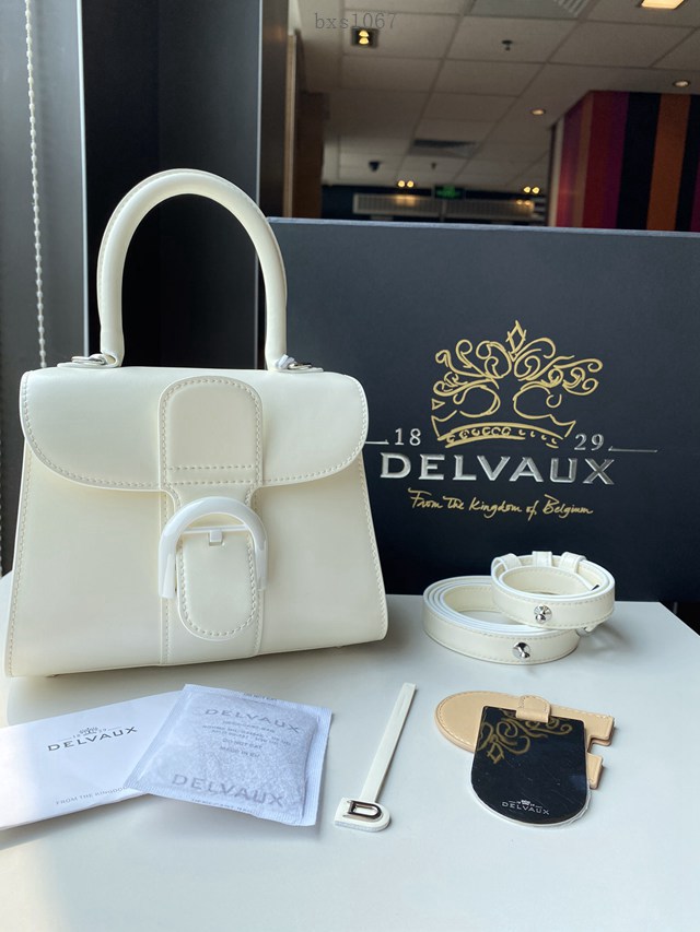 Delvaux頂級原單Brillant box皮雙環白色手提女包 德爾沃專櫃經典款Brillant PM包袋 bxs1067