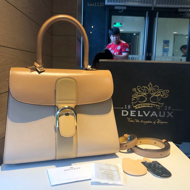 Delvaux頂級原單Brillant box皮雙環象牙白手提女包 德爾沃專櫃經典款Brillant PM包袋 bxs1120