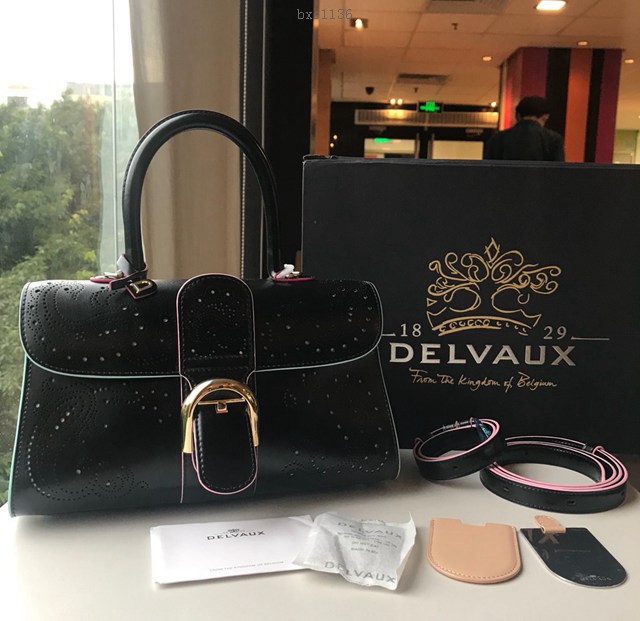 Delvaux全新雕刻和穿孔工藝腰果花brilliant手袋 德爾沃專櫃經典款爆款BL手提肩背女包 bxs1136