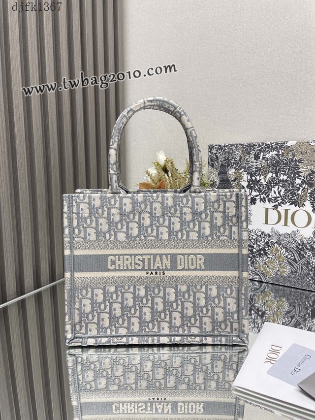 Dior专柜新款TOTE包迪奥高仿原单经典老花灰小号购物袋手提托特包 djfk1367