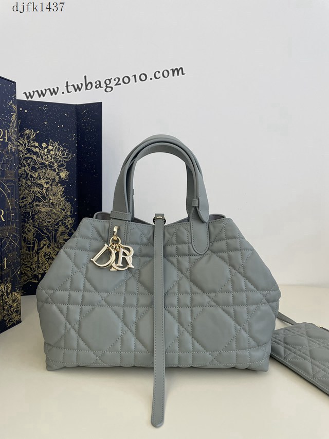 Dior专柜新款迪奥高仿原单中号岩石灰Toujours系列大菱格休闲女包 djfk1437
