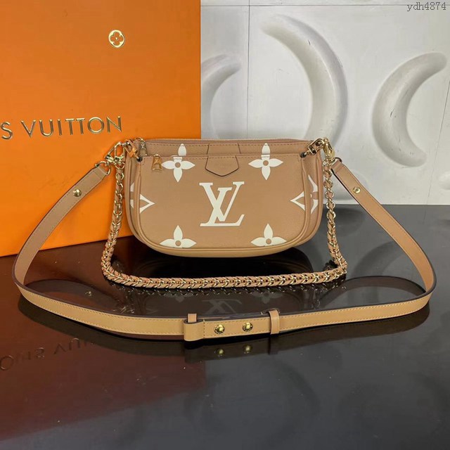 lv路易威登專櫃2022新款Multi Pochette Accessoires斜挎包 lv頂級原單女包 M80399 45777棕色 ydh4874