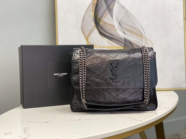YSL专柜款女包 聖羅蘭經典款niki油蠟皮包包 YSL肩背斜挎包 498883  jjh1003
