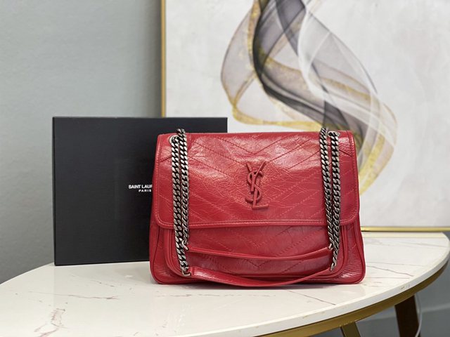 YSL专柜款女包 聖羅蘭經典款niki油蠟皮包包 YSL肩背斜挎包 498883  jjh1004