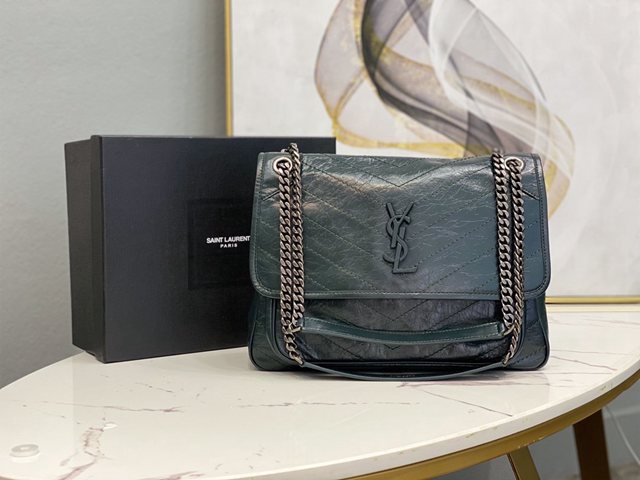 YSL专柜款女包 聖羅蘭經典款niki油蠟皮包包 YSL肩背斜挎包 498883  jjh1011