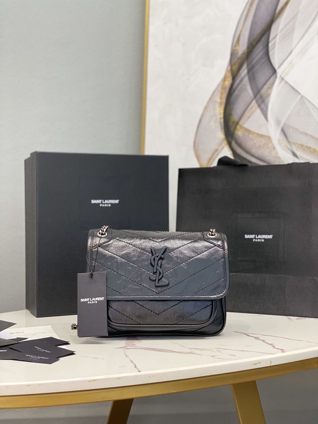YSL专柜款女包 聖羅蘭經典款niki油蠟皮包包 YSL肩背斜挎包 533037  jjh1017