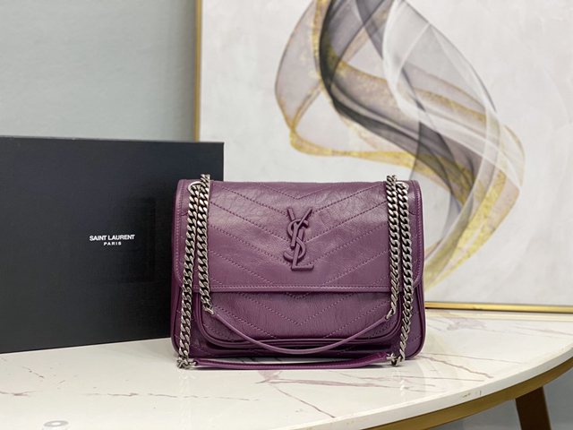 YSL专柜款女包 聖羅蘭經典款niki油蠟皮包包 YSL肩背斜挎包 498894  jjh1026