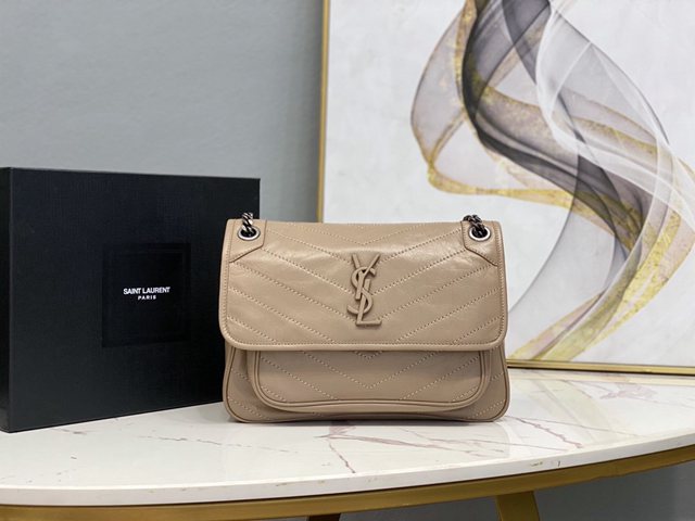 YSL专柜款女包 聖羅蘭經典款niki油蠟皮包包 YSL肩背斜挎包 498894  jjh1029