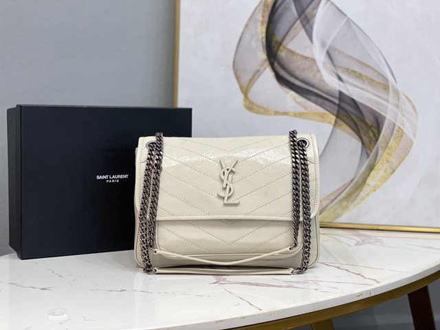YSL专柜款女包 聖羅蘭經典款niki油蠟皮包包 YSL肩背斜挎包 498894  jjh1031