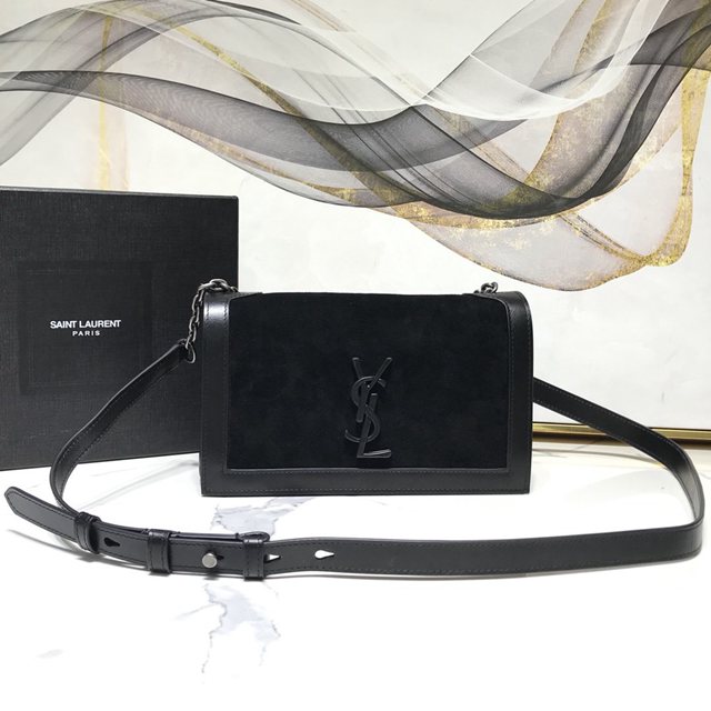 YSL专柜款女包 聖羅蘭經典款絨面牛皮革翻蓋包包 YSL肩背斜挎包 568908  jjh1055