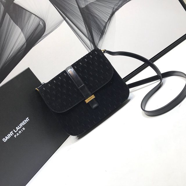YSL专柜款女包 聖羅蘭經典款麂皮小牛皮壓花包包 YSL肩背斜挎包 568604  jjh1058