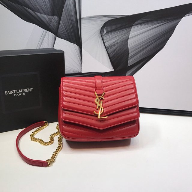 YSL专柜款女包 聖羅蘭經典款Saint Laurent雙蓋頭小牛皮包包 YSL肩背斜挎包 632662  jjh1064