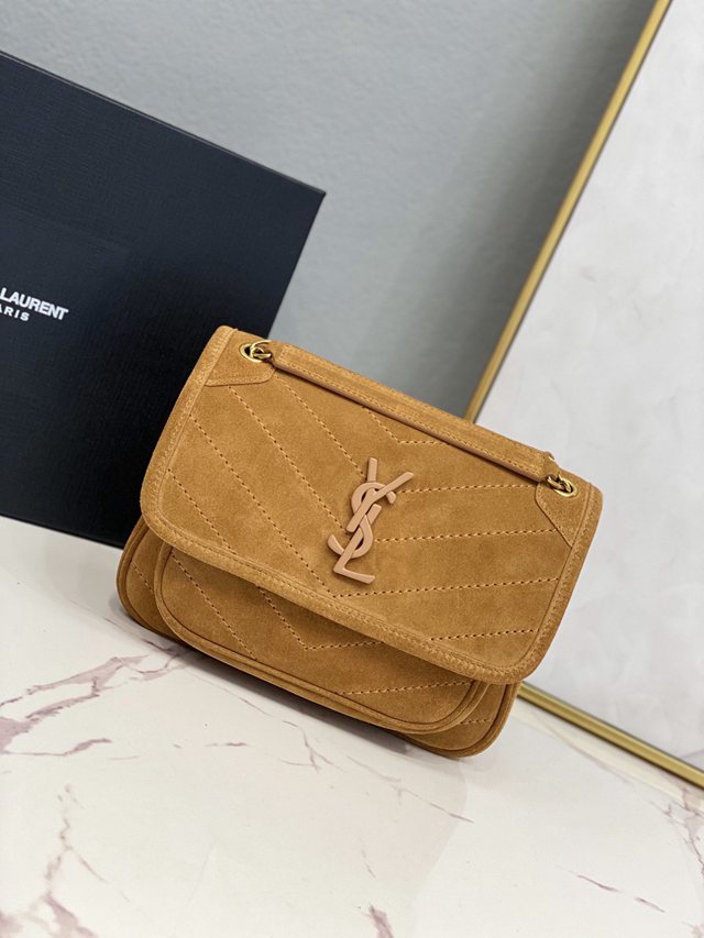 YSL专柜款女包 聖羅蘭經典款MONOGRAM翻蓋麂皮手袋 YSL肩背斜挎包 533037  jjh1070