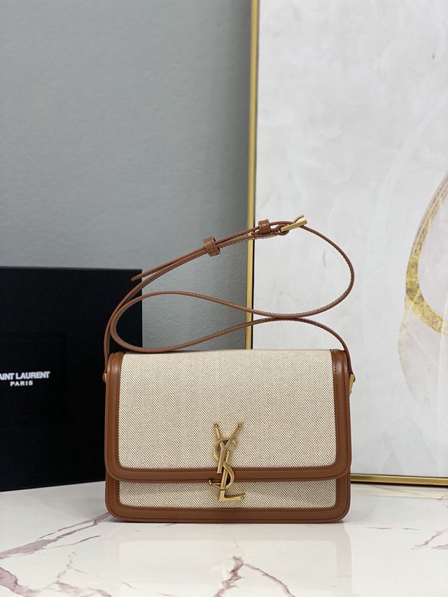 YSL专柜款女包 聖羅蘭經典款MONOGRAM金屬旋扣郵差包 YSL肩背斜挎包 634305  jjh1112