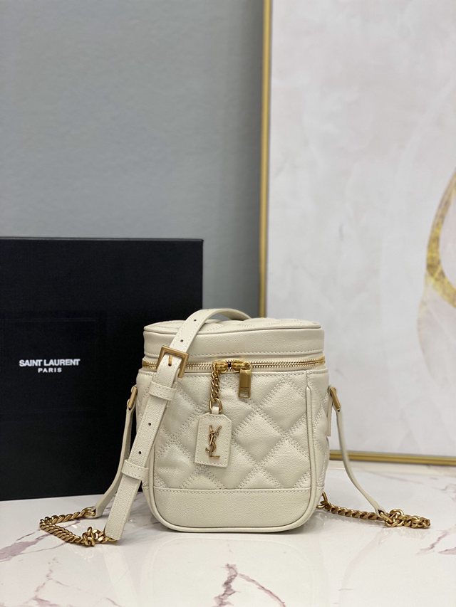 YSL专柜款女包 聖羅蘭經典款VANITY方形絎縫粒面壓印手袋 YSL環繞式拉鏈化妝包 649779  jjh1117