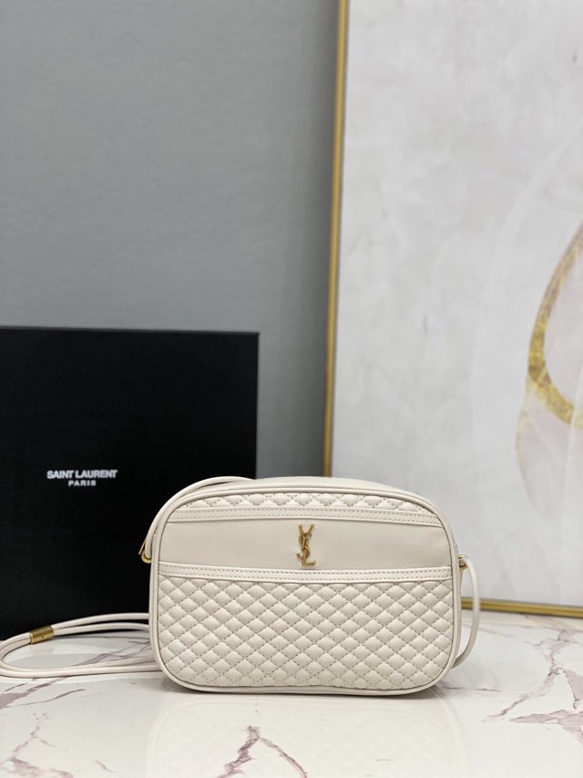 YSL专柜款女包 聖羅蘭經典款菱形絎縫單拉鏈羊皮相機包 YSL肩背斜挎包 648324  jjh1124